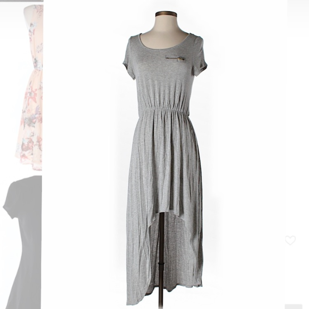 Malloy heathered gray high-low maxi dress
